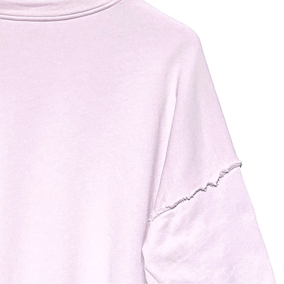 EILEEN FISHER Women’s Organic Cotton Light Pink Raw Seam Pull Over Sweatshirt Lg - Picture 3 of 5